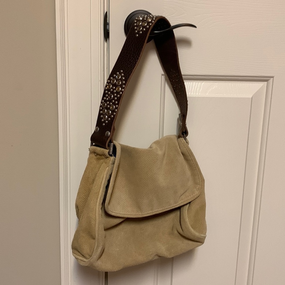 Tylie Malibu suede handbag.
